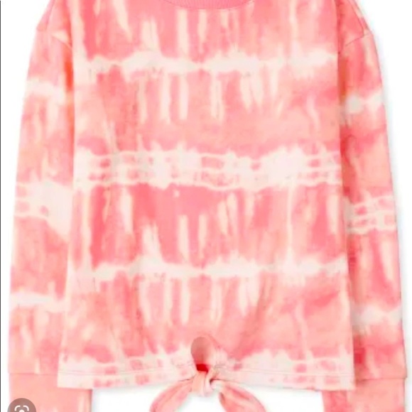 Tie Dye Fleece Tie Front Top - Cherry Blossom - Picture 2 of 3